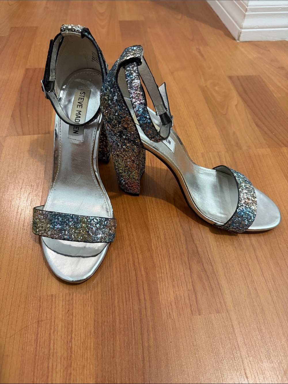 Steve Madden Multicolor Glitter Block Heel Sandals